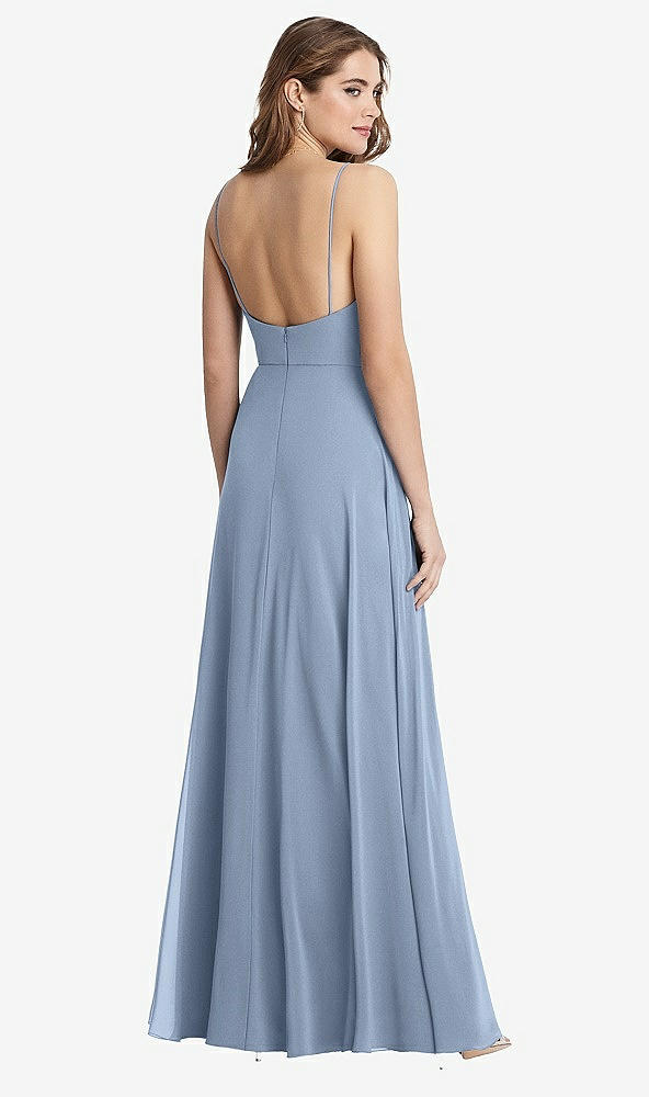 Back View - Cloudy Square Neck Chiffon Maxi Dress with Front Slit - Elliott