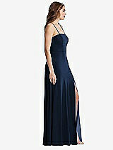 Side View Thumbnail - Midnight Navy Square Neck Chiffon Maxi Dress with Front Slit - Elliott