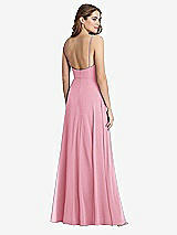 Rear View Thumbnail - Peony Pink Square Neck Chiffon Maxi Dress with Front Slit - Elliott