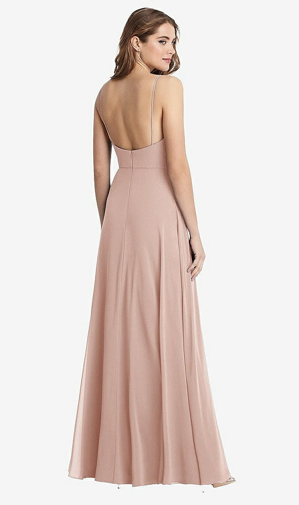 Back View - Toasted Sugar Square Neck Chiffon Maxi Dress with Front Slit - Elliott