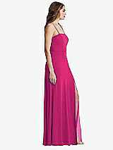 Side View Thumbnail - Think Pink Square Neck Chiffon Maxi Dress with Front Slit - Elliott