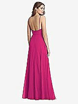Rear View Thumbnail - Think Pink Square Neck Chiffon Maxi Dress with Front Slit - Elliott