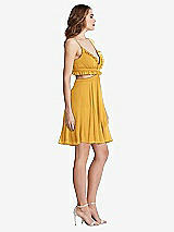 Side View Thumbnail - NYC Yellow Ruffled Chiffon Cutout Mini Dress - Joey