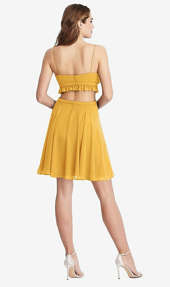 Back View - NYC Yellow Ruffled Chiffon Cutout Mini Dress - Joey