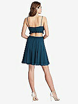 Rear View Thumbnail - Atlantic Blue Ruffled Chiffon Cutout Mini Dress - Joey