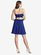Rear View Thumbnail - Cobalt Blue Ruffled Chiffon Cutout Mini Dress - Joey