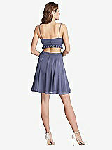 Rear View Thumbnail - French Blue Ruffled Chiffon Cutout Mini Dress - Joey