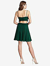 Rear View Thumbnail - Hunter Green Ruffled Chiffon Cutout Mini Dress - Joey