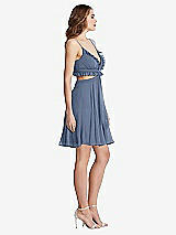 Side View Thumbnail - Larkspur Blue Ruffled Chiffon Cutout Mini Dress - Joey