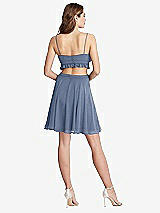 Rear View Thumbnail - Larkspur Blue Ruffled Chiffon Cutout Mini Dress - Joey