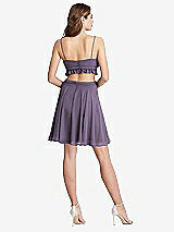 Rear View Thumbnail - Lavender Ruffled Chiffon Cutout Mini Dress - Joey