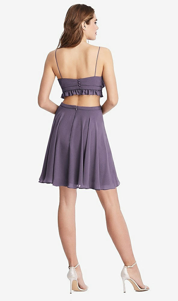 Back View - Lavender Ruffled Chiffon Cutout Mini Dress - Joey