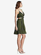 Side View Thumbnail - Olive Green Ruffled Chiffon Cutout Mini Dress - Joey