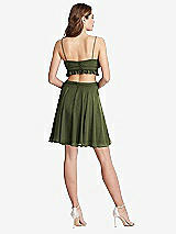Rear View Thumbnail - Olive Green Ruffled Chiffon Cutout Mini Dress - Joey