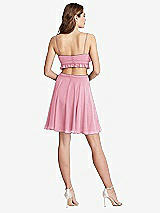 Rear View Thumbnail - Peony Pink Ruffled Chiffon Cutout Mini Dress - Joey