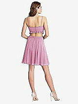 Rear View Thumbnail - Powder Pink Ruffled Chiffon Cutout Mini Dress - Joey