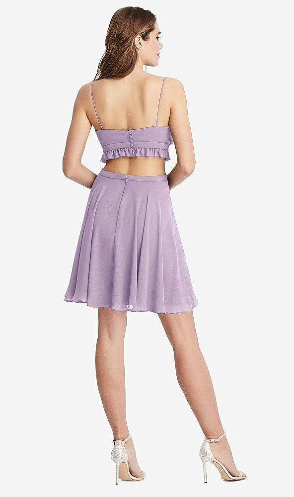 Back View - Pale Purple Ruffled Chiffon Cutout Mini Dress - Joey