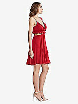 Side View Thumbnail - Parisian Red Ruffled Chiffon Cutout Mini Dress - Joey