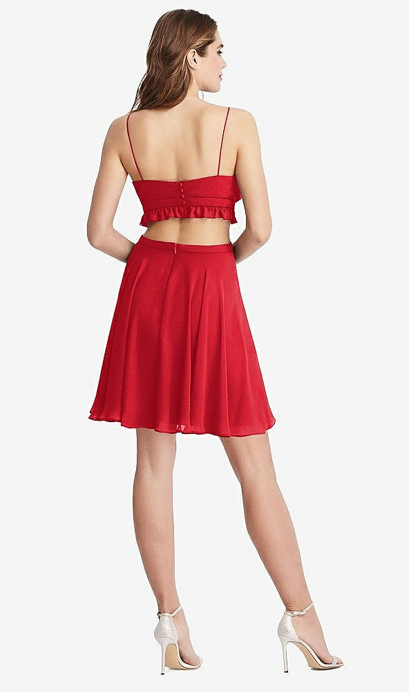 Back View - Parisian Red Ruffled Chiffon Cutout Mini Dress - Joey