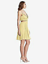 Side View Thumbnail - Pale Yellow Ruffled Chiffon Cutout Mini Dress - Joey