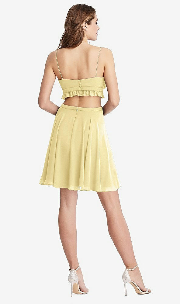 Back View - Pale Yellow Ruffled Chiffon Cutout Mini Dress - Joey