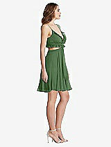 Side View Thumbnail - Vineyard Green Ruffled Chiffon Cutout Mini Dress - Joey