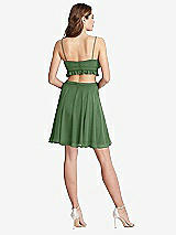 Rear View Thumbnail - Vineyard Green Ruffled Chiffon Cutout Mini Dress - Joey