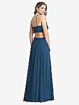 Rear View Thumbnail - Dusk Blue Ruffled Chiffon Cutout Maxi Dress - Jessie