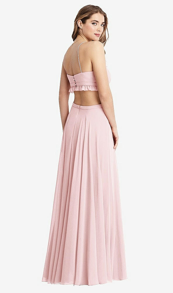 Back View - Ballet Pink Ruffled Chiffon Cutout Maxi Dress - Jessie