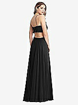 Rear View Thumbnail - Black Ruffled Chiffon Cutout Maxi Dress - Jessie