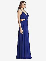 Side View Thumbnail - Cobalt Blue Ruffled Chiffon Cutout Maxi Dress - Jessie