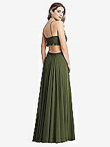 Rear View Thumbnail - Olive Green Ruffled Chiffon Cutout Maxi Dress - Jessie