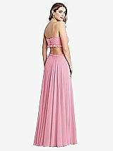 Rear View Thumbnail - Peony Pink Ruffled Chiffon Cutout Maxi Dress - Jessie