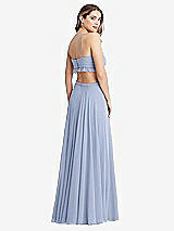 Rear View Thumbnail - Sky Blue Ruffled Chiffon Cutout Maxi Dress - Jessie