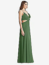 Side View Thumbnail - Vineyard Green Ruffled Chiffon Cutout Maxi Dress - Jessie