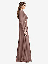 Side View Thumbnail - Sienna Bishop Sleeve Ruffled Chiffon Cutout Maxi Dress - Harlow 