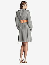 Rear View Thumbnail - Chelsea Gray Bishop Sleeve Ruffled Chiffon Cutout Mini Dress - Hannah