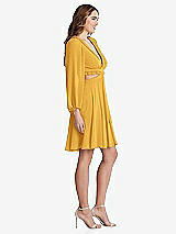 Side View Thumbnail - NYC Yellow Bishop Sleeve Ruffled Chiffon Cutout Mini Dress - Hannah