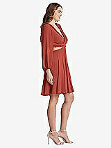 Side View Thumbnail - Amber Sunset Bishop Sleeve Ruffled Chiffon Cutout Mini Dress - Hannah