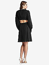 Rear View Thumbnail - Black Bishop Sleeve Ruffled Chiffon Cutout Mini Dress - Hannah