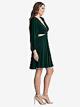 Side View Thumbnail - Evergreen Bishop Sleeve Ruffled Chiffon Cutout Mini Dress - Hannah