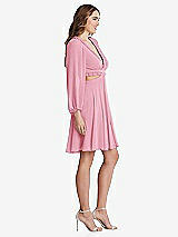 Side View Thumbnail - Peony Pink Bishop Sleeve Ruffled Chiffon Cutout Mini Dress - Hannah