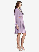 Side View Thumbnail - Pale Purple Bishop Sleeve Ruffled Chiffon Cutout Mini Dress - Hannah