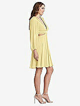 Side View Thumbnail - Pale Yellow Bishop Sleeve Ruffled Chiffon Cutout Mini Dress - Hannah