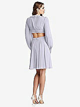 Rear View Thumbnail - Silver Dove Bishop Sleeve Ruffled Chiffon Cutout Mini Dress - Hannah