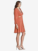 Side View Thumbnail - Terracotta Copper Bishop Sleeve Ruffled Chiffon Cutout Mini Dress - Hannah