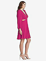 Side View Thumbnail - Think Pink Bishop Sleeve Ruffled Chiffon Cutout Mini Dress - Hannah