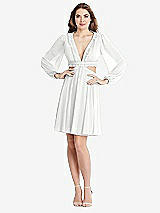 Alt View 1 Thumbnail - White Bishop Sleeve Ruffled Chiffon Cutout Mini Dress - Hannah