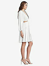 Side View Thumbnail - White Bishop Sleeve Ruffled Chiffon Cutout Mini Dress - Hannah