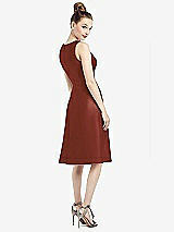 Rear View Thumbnail - Auburn Moon Sleeveless V-Neck Satin Midi Dress with Pockets
